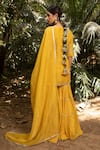 Shop_Kritika Dawar_Yellow Kurta And Dupatta Tissue, Sharara Foil Georgette Floral Embroidered Set _at_Aza_Fashions