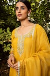Buy_Kritika Dawar_Yellow Kurta And Dupatta Tissue, Sharara Foil Georgette Floral Embroidered Set _Online_at_Aza_Fashions