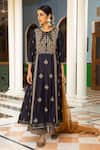 Kritika Dawar_Blue Kurta Silk Embroidered Zardozi Round Zari Palazzo Set _Online_at_Aza_Fashions