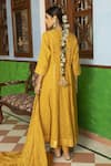 Shop Kritika Dawar Yellow Anarkali Tissue Chanderi, Churidar Lycra Net, Hand Embroidered Set at Aza Fashions Shop_Kritika Dawar_Yellow Anarkali Tissue Chanderi, Churidar Lycra Net, Hand Embroidered Set_at_Aza_Fashions
