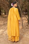 Shop_Kritika Dawar_Yellow Kurta And Dupatta Chanderi Embroidered Dori Thread Notched Floral Set _at_Aza_Fashions