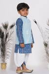Little Bansi Blue Cotton Mirrors Geometric Print Bundi And Kurta Set Online at Aza Fashions Little Bansi_Blue Cotton Mirrors Geometric Print Bundi And Kurta Set _Online_at_Aza_Fashions