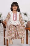 Buy_Little Bansi_White Cotton, Chiffon Embroidery, Sequins Floral Kurta Sharara Set _Online_at_Aza_Fashions