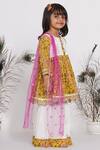 Little Bansi_White Cotton, Chiffon Pearls, Embroidery, Sequins Floral Print Kurta Sharara Set _Online_at_Aza_Fashions