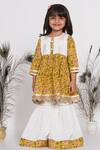 Buy_Little Bansi_White Cotton, Chiffon Pearls, Embroidery, Sequins Floral Print Kurta Sharara Set _Online_at_Aza_Fashions