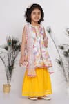 Little Bansi_White Cotton, Chiffon Sequins, Embroidery, Gota Patti Kurta Sharara Set _Online_at_Aza_Fashions