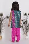 Shop_Little Bansi_Green Cotton, Chiffon Tassels Geometric Print Kurta Set _at_Aza_Fashions