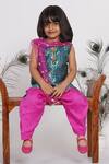 Shop_Little Bansi_Green Cotton, Chiffon Tassels Geometric Print Kurta Set _Online_at_Aza_Fashions