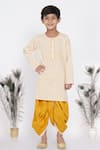 Buy_Little Bansi_White Cotton Embroidery Printed Kurta And Dhoti Pant Set _at_Aza_Fashions
