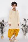 Little Bansi_White Cotton Embroidery Printed Kurta And Dhoti Pant Set _Online_at_Aza_Fashions