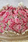Amyra_Red Pearls, Beads, Embroidery Floral Motif Potli Bag _Online_at_Aza_Fashions