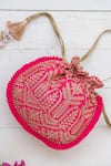 Buy_Amyra_Pink Embroidery, Tassels Poly Silk Potli Bag _at_Aza_Fashions