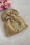Buy_Amyra_Gold Sequins, Embroidery, Tassels Poly Silk Potli Bag _at_Aza_Fashions