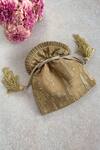 Shop_Amyra_Gold Sequins, Embroidery, Tassels Poly Silk Potli Bag _at_Aza_Fashions