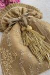 Amyra_Gold Sequins, Embroidery, Tassels Poly Silk Potli Bag _Online_at_Aza_Fashions