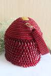 Buy_Nayaab By Sonia_Maroon Embroidery, Beads Suede Polti Bag With Handle _at_Aza_Fashions