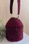 Nayaab By Sonia_Maroon Embroidery, Beads Suede Polti Bag With Handle _Online_at_Aza_Fashions