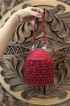 Buy_Nayaab By Sonia_Maroon Embroidery, Beads Suede Polti Bag With Handle _Online_at_Aza_Fashions