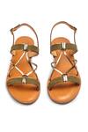 Shop_Nine By Janine_Beige Plain Arawan Cross Strap Sandals _at_Aza_Fashions