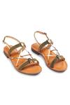 Nine By Janine_Beige Plain Arawan Cross Strap Sandals _Online_at_Aza_Fashions