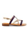 Buy_Nine By Janine_Blue Plain Arawan Cross Strap Suede Sandals _Online_at_Aza_Fashions