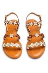Shop_Nine By Janine_Brown Plain Calytrix Floral Applique Sandals _at_Aza_Fashions