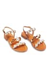 Nine By Janine_Brown Plain Calytrix Floral Applique Sandals _Online_at_Aza_Fashions