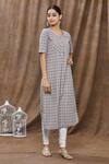 Buy_Nazaakat by Samara Singh_Multi Color Cotton Checkered Kurta_Online_at_Aza_Fashions