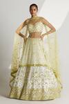 Buy_Angad Singh_White Organza Geometric Sweetheart Neck Embroidered Bridal Lehenga Set _at_Aza_Fashions