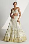 Shop_Angad Singh_White Organza Geometric Sweetheart Neck Embroidered Bridal Lehenga Set _at_Aza_Fashions