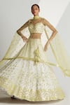 Buy_Angad Singh_White Organza Geometric Sweetheart Neck Embroidered Bridal Lehenga Set _Online_at_Aza_Fashions