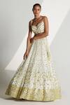 Shop_Angad Singh_White Organza Geometric Sweetheart Neck Embroidered Bridal Lehenga Set _Online_at_Aza_Fashions