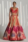 Angad Singh_Multi Color Raw Silk Embroidered Floral Sweetheart Neck Lehenga Set _Online_at_Aza_Fashions