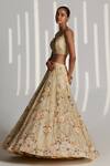 Buy_Angad Singh_Gold Organza Floral Sweetheart Neck Embroidered Bridal Lehenga Set _Online_at_Aza_Fashions