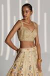 Shop_Angad Singh_Gold Organza Floral Sweetheart Neck Embroidered Bridal Lehenga Set _Online_at_Aza_Fashions