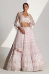 Buy_Angad Singh_Pink Organza Geometric Sweetheart Neck Embroidered Bridal Lehenga Set _at_Aza_Fashions