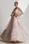 Buy_Angad Singh_Pink Organza Geometric Sweetheart Neck Embroidered Bridal Lehenga Set _Online_at_Aza_Fashions