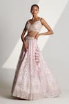 Shop_Angad Singh_Pink Organza Geometric Sweetheart Neck Embroidered Bridal Lehenga Set _Online_at_Aza_Fashions
