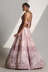 Shop_Angad Singh_Pink Organza Floral V Neck Embroidered Bridal Lehenga Set _at_Aza_Fashions
