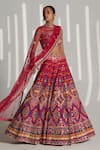Buy_Angad Singh_Pink Raw Silk Geometric V Neck Embroidered Lehenga Set _at_Aza_Fashions