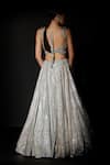 Shop_Angad Singh_Blue Organza Geometric Sweetheart Neck Embroidered Lehenga Set _at_Aza_Fashions