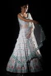 Buy_Angad Singh_White Raw Silk Geometric Sweetheart Neck Embroidered Bridal Lehenga Set _Online_at_Aza_Fashions
