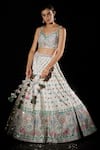 Buy_Angad Singh_White Raw Silk Geometric Sweetheart Neck Embroidered Bridal Lehenga Set _at_Aza_Fashions