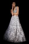 Buy_Angad Singh_Grey Organza Embroidered Floral Sweetheart Neck Bridal Lehenga Set _Online_at_Aza_Fashions