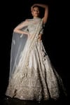 Buy_Angad Singh_White Organza Embroidered Mughal Leaf Neck Bridal Lehenga Set _at_Aza_Fashions