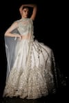 Buy_Angad Singh_White Organza Embroidered Mughal Leaf Neck Bridal Lehenga Set _Online_at_Aza_Fashions