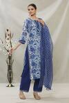 Buy_Samyukta Singhania_Blue Cotton Floral Print Kurta Set_at_Aza_Fashions