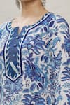 Samyukta Singhania_Blue Cotton Floral Print Kurta Set_at_Aza_Fashions