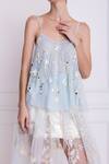 Buy_Dilnaz_Blue Net And Viscose Georgette Embroidered Mirror Floral Hand Camisole  _Online_at_Aza_Fashions