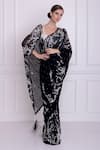 Buy_DILNAZ_Black Chiffon And Polyester Satin Embroidered Sequins Saree  _Online_at_Aza_Fashions